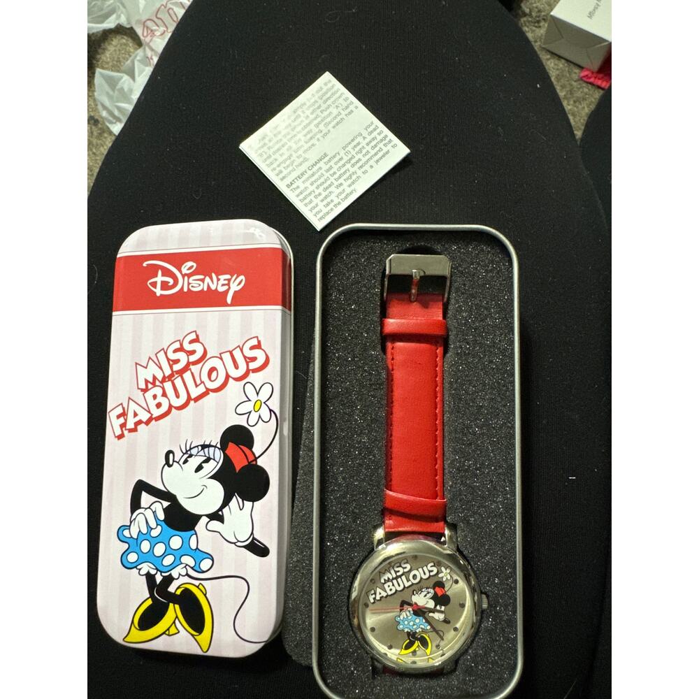 New Disney Mickey Minnie Mouse Miss Fabulous Watch-2008-Avon-NEEDS BATTERY